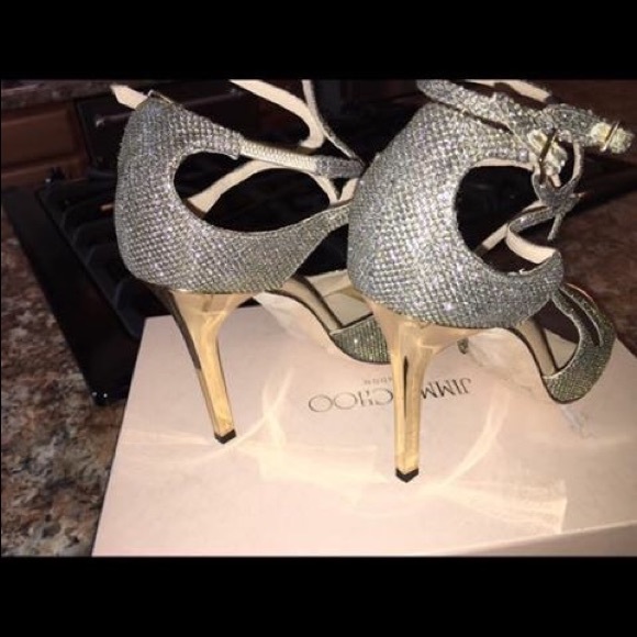 AUTHENTIC Jimmy Choo Lame Lang Glitter Sandals 8.5 - Picture 6 of 7